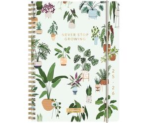 BRUNNEN Agenda scolaire 2025/2026 « Little Plants », format A5, en plastique