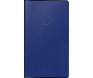 BRUNNEN Agenda semainier modèle 755 2024 2 pages = 1 semaine transversale Taille des feuilles 8,7 x 15,3 cm Bleu foncé