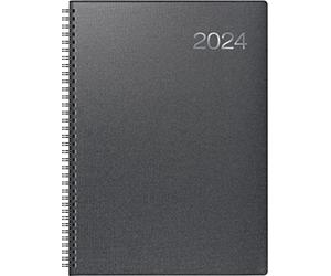 BRUNNEN Agenda semainier modèle 763 2024 2 pages = 1 semaine Format feuille 21 x 29 cm Noir volcanique