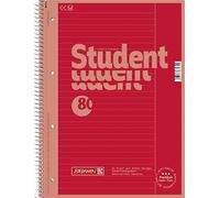 BRUNNEN Bloc-notes Premium Student Colour Code | A4, linéature 25, 80 feuilles, rouge