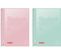 BRUNNEN Bloc-notes Premium Student « Pastel » | A4, linéature 27, 80 feuilles, assorties