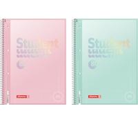 BRUNNEN Bloc-notes Premium Student « Pastel » | A4, linéature 28, 80 feuilles, assorties