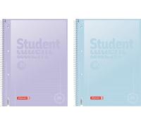 Brunnen Cahier de qualité supérieure pour étudiant, format A4, linéature 27, 80 feuilles, bleu pastel, violet pastel