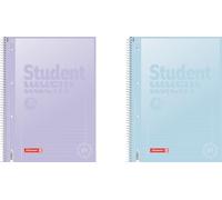 Brunnen Cahier de qualité supérieure pour étudiant, format A4, linéature 27, 80 feuilles, bleu pastel, violet pastel
