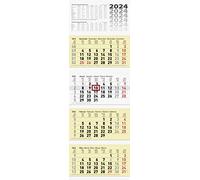 BRUNNEN Calendrier 4 mois 2024 1 feuille = 1 mois 32 x 94 cm, 4 blocs de fond: chamois