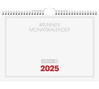 BRUNNEN Agenda mensuel (2025), 1 page = 1 mois, format A4 paysage, 12 feuilles