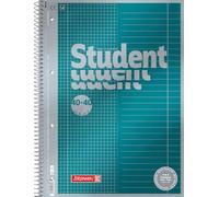 BRUNNEN Collegeblock Premium Student « Duo » | Format A4, quadrillé/ligné, 80 feuilles, bleu pétrole