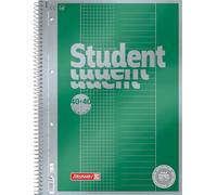 BRUNNEN Collegeblock Premium Student « Duo » | Format A4, quadrillé/ligné, 80 feuilles, vert