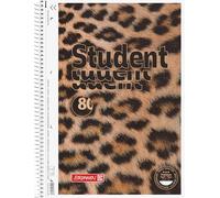 BRUNNEN Collegeblock Premium Student « Leopard » | A4, linéature 28, 80 feuilles, marron/noir