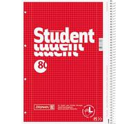 BRUNNEN Collegeblock Student Gaucher | A4, linéature 28, 80 feuilles, rouge