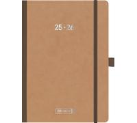 BRUNNEN FACT!plus Agenda scolaire 2025/2026, format A5, carton, marron