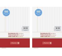 Brunnen Lot de 200 fiches cartonnées 180 g/m² blanches lignées A6