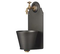 Brunnen mit Mauer aus Eisen mit Wasserhahn, Farbe Anthrazit