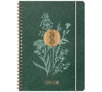 BRUNNEN Schülerkalender 2024/2025 "Botanical", 2 Seiten = 1 Woche, A5, 208 Seiten, dunkelgrün