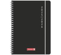 BRUNNEN Schülerkalender (2025/2026) "Plain Black", 2 Seiten = 1 Woche, A5, 208 Seiten, PP-Umschlag, schwarz
