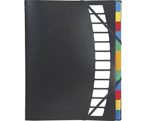 Brunnen Trieur 12 onglets en polypropylène Noir A4