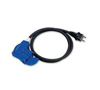 BRUNNER 0301073N Adaptor, Adaptateur de Courant Schuko mâle avec Double Prise (CEE à Trois pôles + Schuko Femelle), câble en Caoutchouc de 150 cm (3 x 1,5 mm^2), homologué CE 230 V-16 A, IP 44