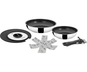 BRUNNER 0804036N Lot de casseroles en acier inoxydable, Academy Double pan 22/20, adaptées au gaz