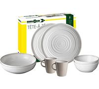 Brunner Service de table en mélamine Tête-à-tête Savana Gris 8pcs Blanc