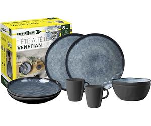 BRUNNER 0830143N.C9X Set de vaisselle de camping pour 2 personnes, Tête-à-Tête Venetian, 8 pièces