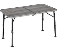 Brunner Elùtop Compack 120 Table de camping pliante en aluminium léger réglable en hauteur, dessus effet chêne, table d'auvent pour caravane et camping-car