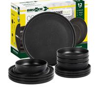 BRUNNER: Midday Odette Service de table de camping en mélamine 12 pièces Assiettes et bols pour 2 à 4 personnes Empilable et résistant aux rayures