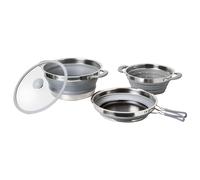Brunner Outdoor - Set de cuisson Volcano - 4 pièces pliable avec passoire empilable - Ø 24 cm gris