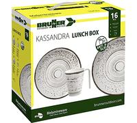 BRUNNER Set de vaisselle de camping (lot de 16 pièces) pour 4 personnes - Lunch Box Kassandra - en mélamine de haute qualité, antidérapant et résistant