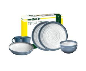 Brunner Set Stoviglie melamina Tête-à-tête Tuscany 8pz Blanc/Bleu