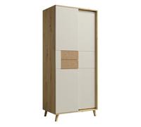 BRUNO Armoire penderie 2 portes 87x193 cm en bois clair design intemporel Blanc