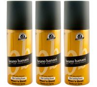 Bruno Banani Déodorant Spray Homme `S Best 3 X 150ml 24H Durable Scent -avec