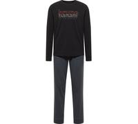 Bruno Banani Pyjama long 'Cortez' gris foncé / orange / noir, Taille XL