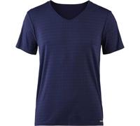 Bruno Banani T-shirt homme - Haut, chemise, Check Line 2.0, polyamide, col en V, logo, uni bleu foncé S