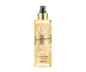 bruno banani Vanilla Muse Body & Hair Splash pour elle Parfum fruité ambré à fleurs blanches, pêche et vanille, intense, durable et séduisant, féminin, 250 ml