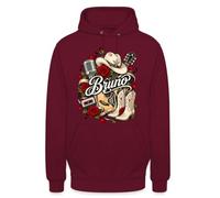 Bruno Cowboy Music Design Statement Sweat à capuche unisexe | Motif cowboy vivant nommé Bruno, idéal pour les amateurs de musique et les fans de country.