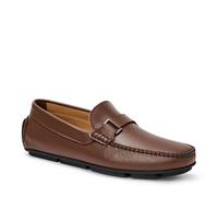 Bruno Magli Tazio Chaussures de conduite italiennes en cuir avec embout latéral pour homme, marron, 47 EU