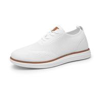 Bruno Marc Baskets à Lacets pour Hommes Respirante et Décontractée Chaussures Oxfords Confortables Chaussure Homme Ville,Size 43.5,Blanc,GRAND-02