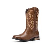 Bruno Marc Bottes de cowboy pour homme Classique | bottes occidentales à enfiler avec broderie chic, durable, courte, rétro, campagne, bout carré