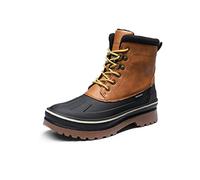 Bruno Marc Bottes de Neige Hommes Isolées Imperméables Chaudes Extérieur Doublure Fourrure Hiver,Size 41,Marron/Jaune,SBSB229M