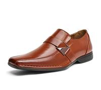Bruno Marc Mocassins Hommes à Bout Carré Cuir PU Lisse pour Bureau, Mariage et Tenue Décontractée,Size 44,Brun,Giorgio-3