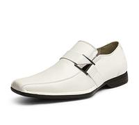 Bruno Marc Mocassins Hommes à Bout Carré Cuir PU Lisse pour Bureau, Mariage et Tenue Décontractée,Size 43.5,Blanc,Giorgio-3