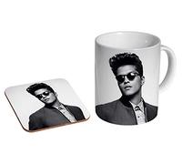 Bruno Mars BW Tasse à café en céramique + dessous-de-verre Coffret cadeau
