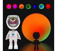 brunoko Lampe projecteur coucher de sunset en forme d'astronaute 7 couleurs - Lampe sunset à commande tactile - Veilleuse projecteur enfant réglable à 360° - Veilleuse enfant en 7 multi couleurs