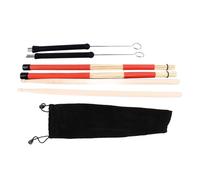 Brusce de tambour de tambour Brosse en acier en acier et bambou avec sac de rangement en velours pour les batteurs professionnels débutants 16 pouces 40,6 cm
