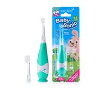 Brush-Baby BabySonic Brosse à dents électrique Teal, 0 à 36 mois - Douce, vibrante doucement pour les gencives sensibles et les premières dents - Avec lumière LED - Têtes de brosse pour bébés et
