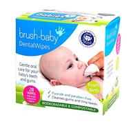 Brush-Baby Lingettes de Nettoyage Dentaire pour Bébé Naissance - Premières Dents 0-16 mois, Lingettes Douces pour Nettoyer en Douceur la Bouche, les Gencives et la Langue de Votre Bébé