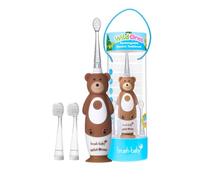 Brush-Baby WildOnes Brosse à dents électrique rechargeable pour enfant, motif ours, 1 poignée, 3 têtes de brosse, câble de charge USB, pour enfants de 0 à 10 ans (ours)