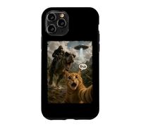 Brush Cat Selfie Bigfoot Riding T Rex UFO Meme Funny Graphic Coque pour iPhone 11 Pro