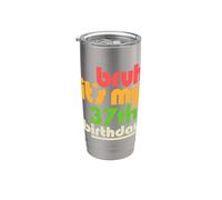 Brush, c'est la fête de mon 37e anniversaire et de mon trente-septième anniversaire Gobelet isotherme en acier inoxydable double paroi