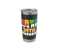 Brush, c'est mon 34e anniversaire, célébration de mon trente-quatrième anniversaire Gobelet isotherme en acier inoxydable double paroi